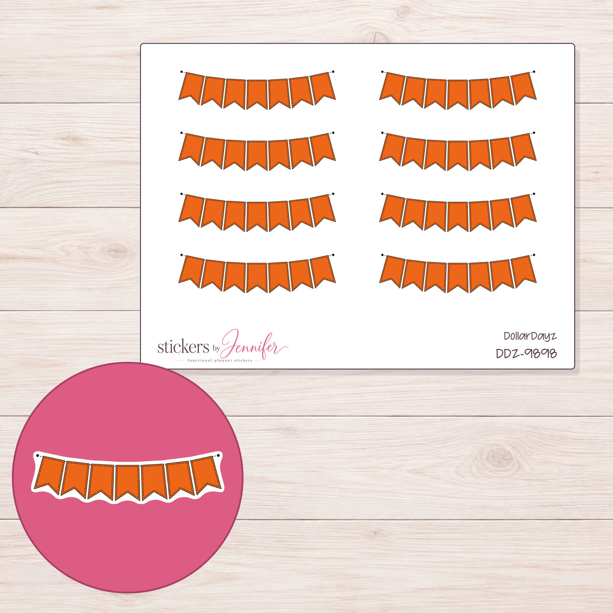 DDZ-9898 planner sticker sheet with enlarged sticker detail