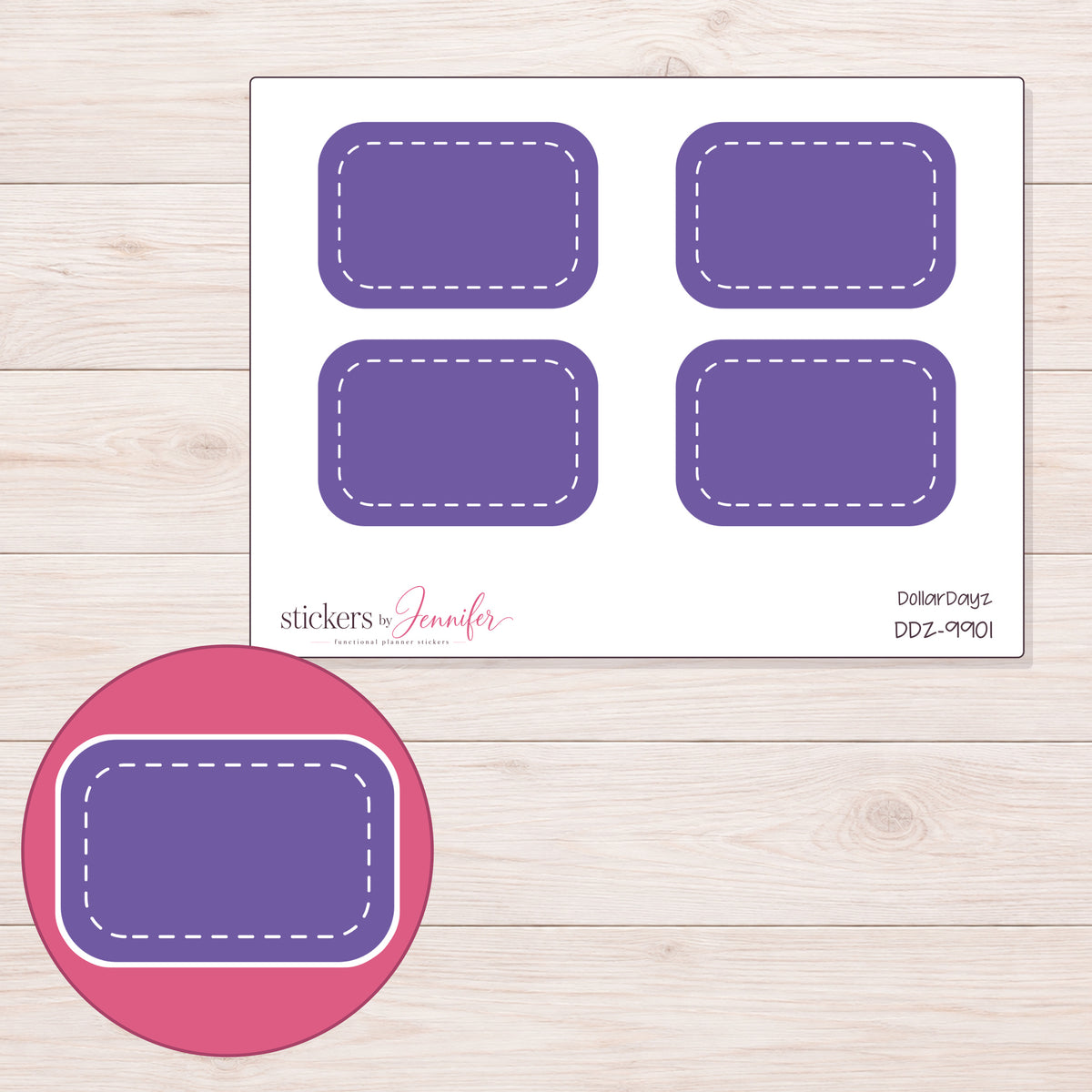 DDZ-9901 planner sticker sheet with enlarged sticker detail
