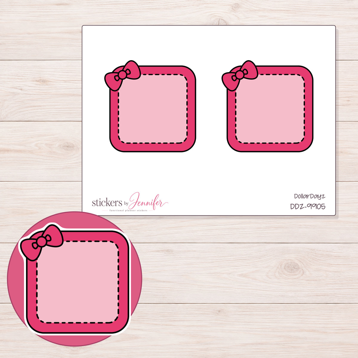 DDZ-9905 planner sticker sheet with enlarged sticker detail