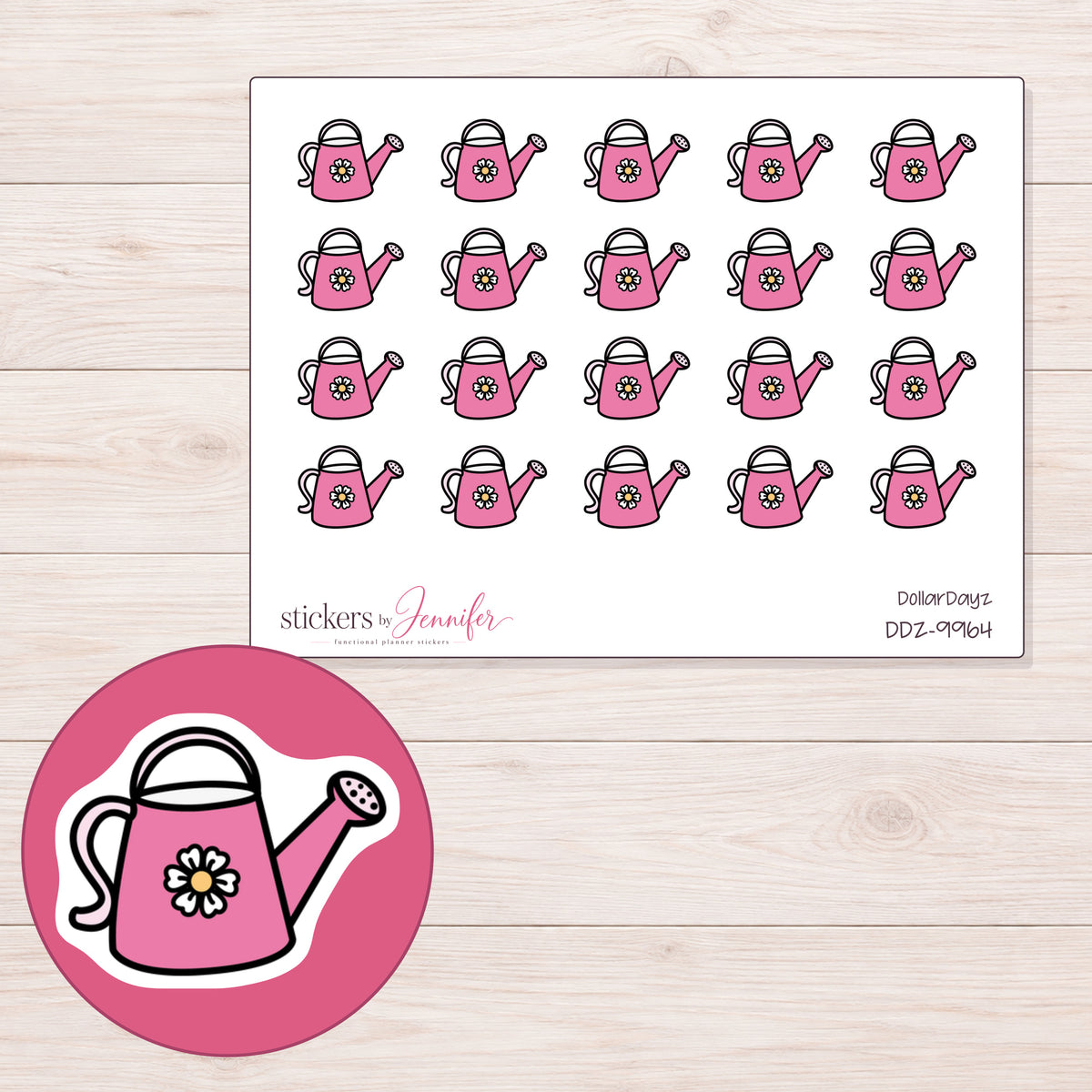 DDZ-9964 planner sticker sheet with enlarged sticker detail