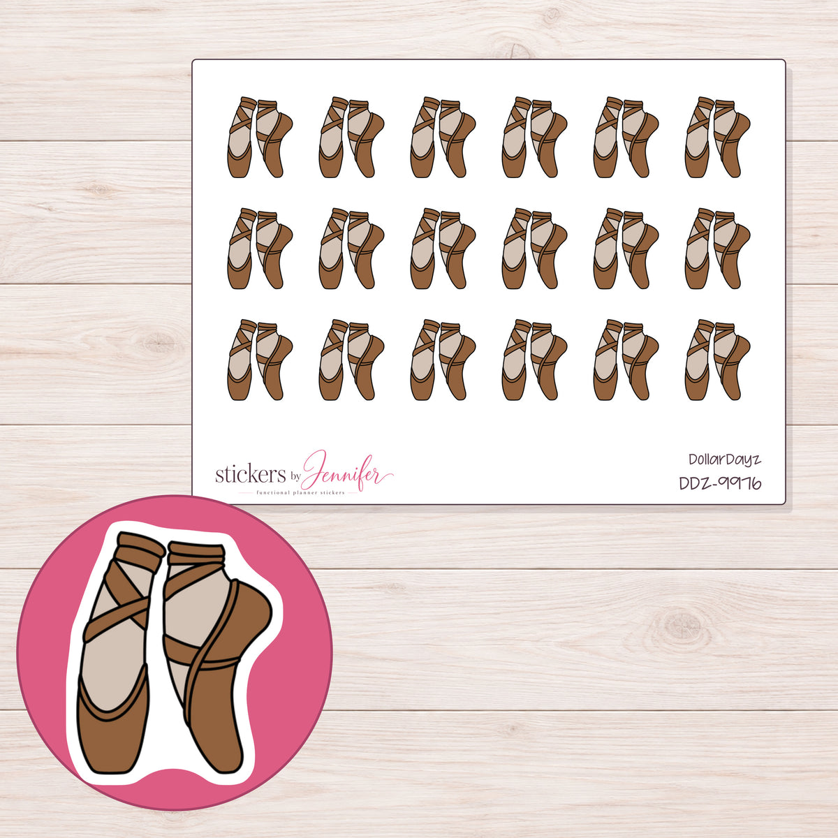DDZ-9976 planner sticker sheet with enlarged sticker detail