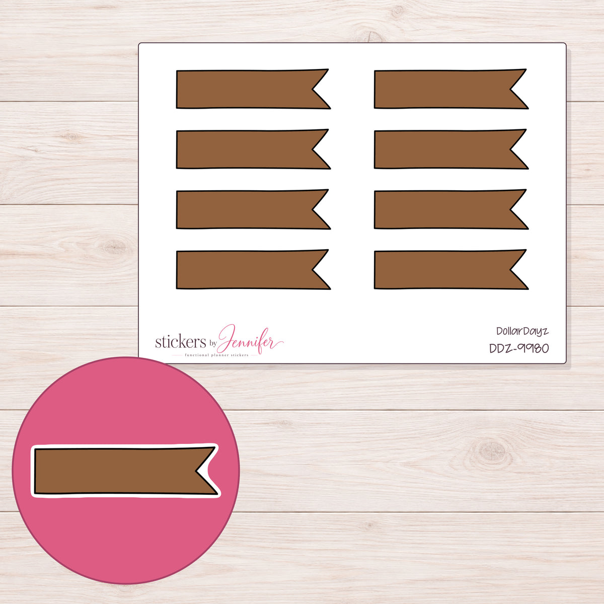 DDZ-9980 planner sticker sheet with enlarged sticker detail