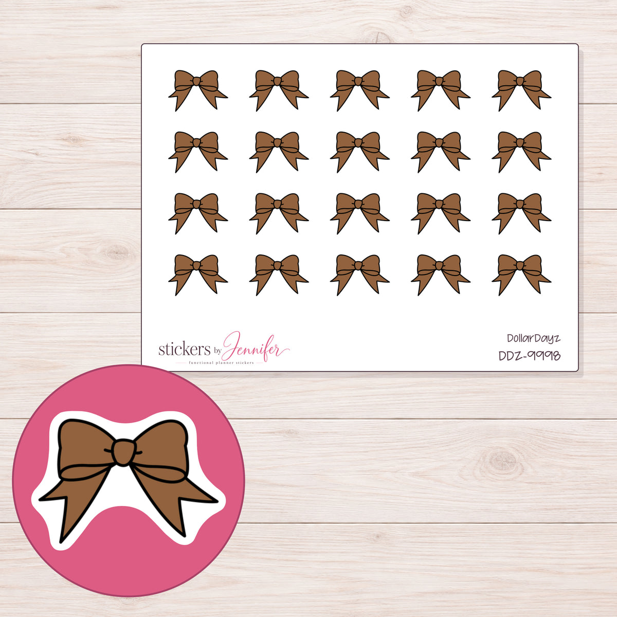 DDZ-9998 planner sticker sheet with enlarged sticker detail