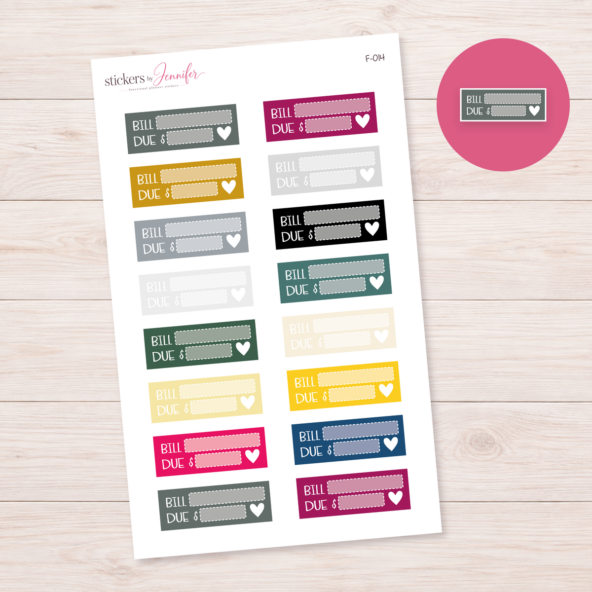 Bill Due Labels — Neutral and Accent Mix Planner Stickers | F-014