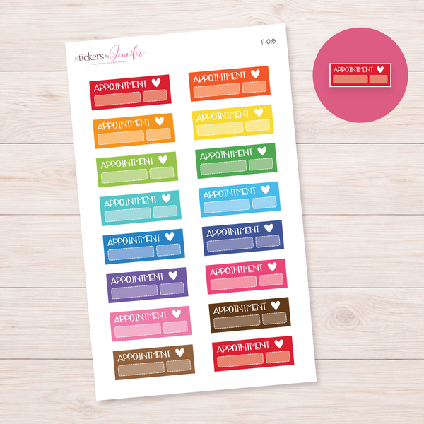 Appointment Labels — Bright Color Mix Planner Stickers | F-018