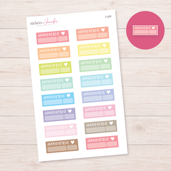 Appointment Labels — Soft Color Mix Planner Stickers | F-019