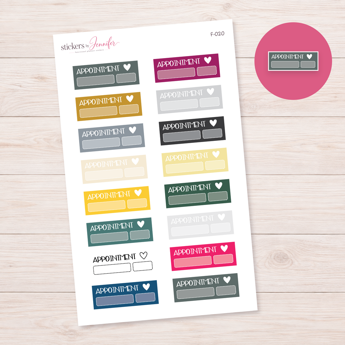 Appointment Labels — Neutral and Accent Mix Planner Stickers | F-020