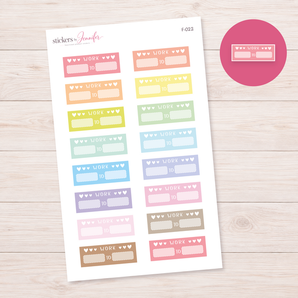Work Shift Labels — Soft Color Mix Planner Stickers | F-022