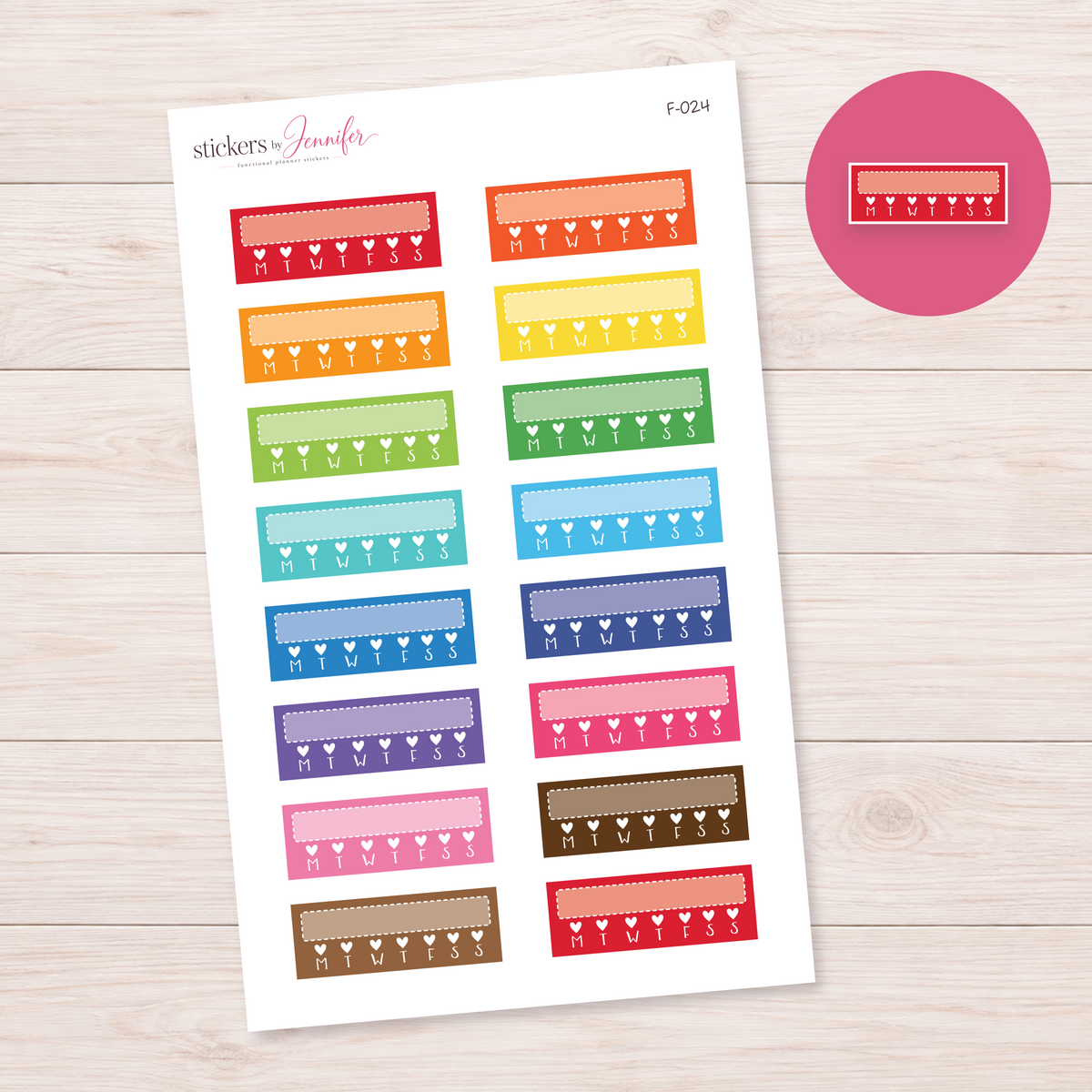 Weekly Habit Trackers — Bright Color Mix Planner Stickers | F-024