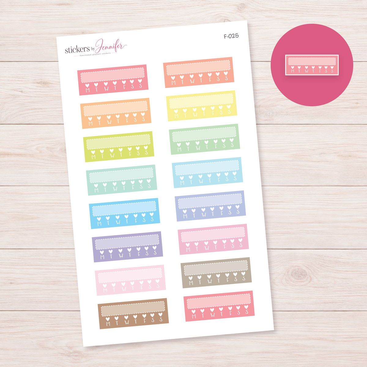 Weekly Habit Trackers — Soft Color Mix Planner Stickers | F-025