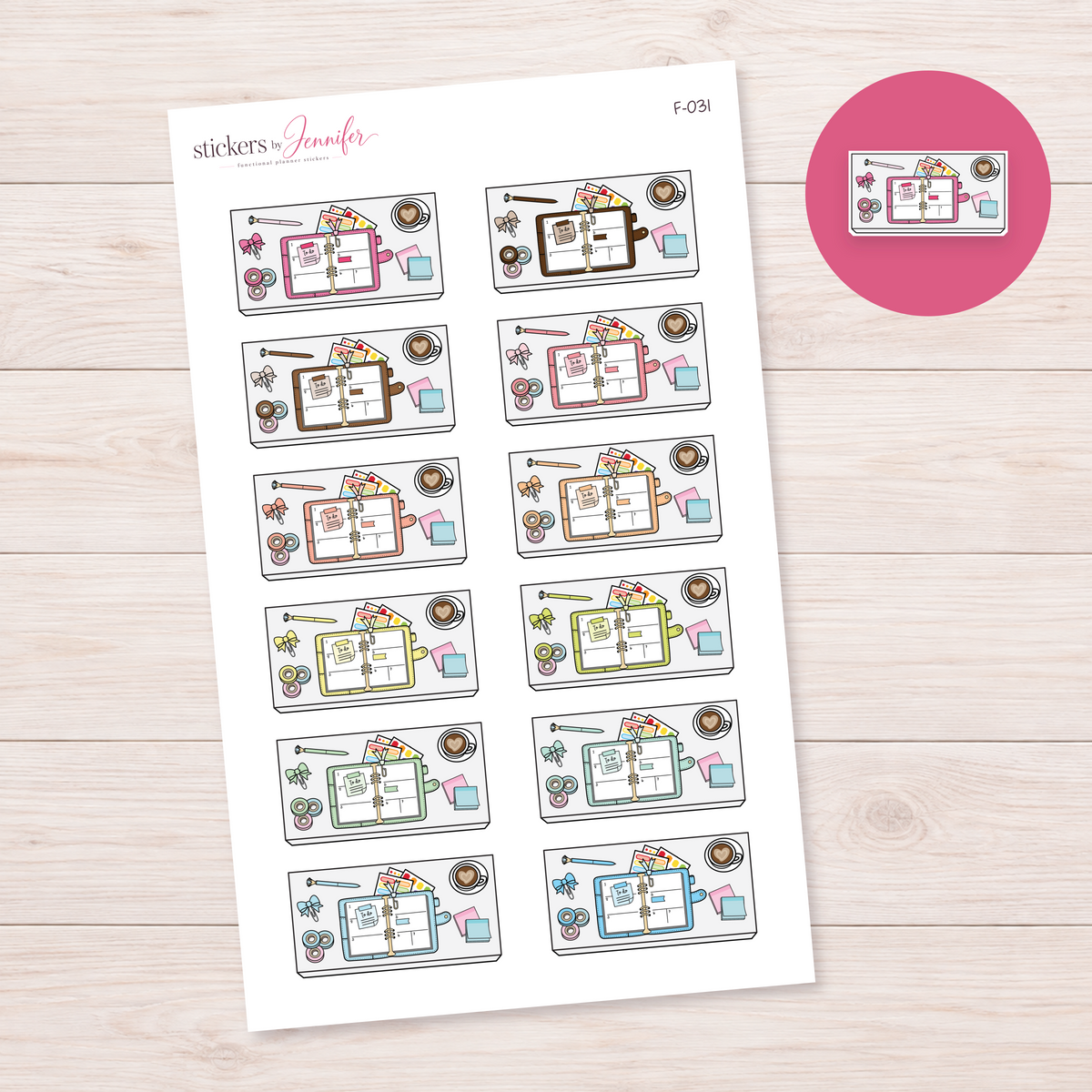 Planner Desk — Soft Color Mix Planner Stickers | F-031