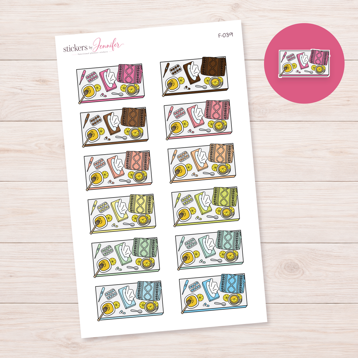 Rest Day Essentials — Soft Color Mix Planner Stickers | F-039