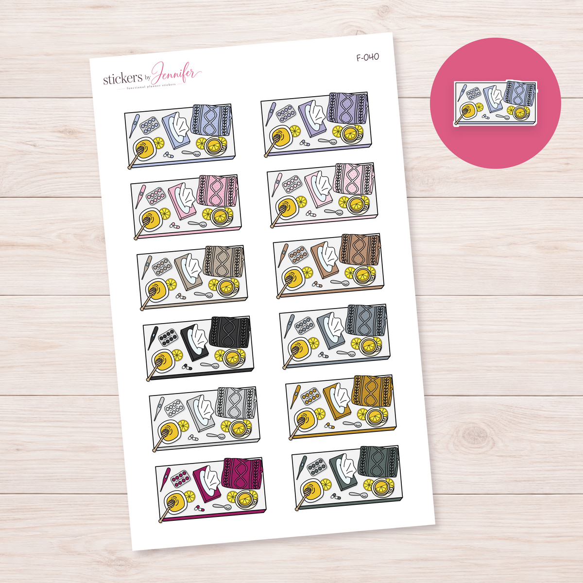 Rest Day Essentials — Muted Color Mix Planner Stickers | F-040