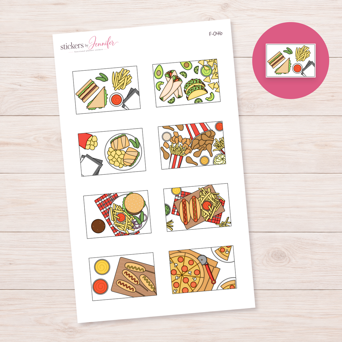 Fast Food Assortment Planner Stickers | F-046