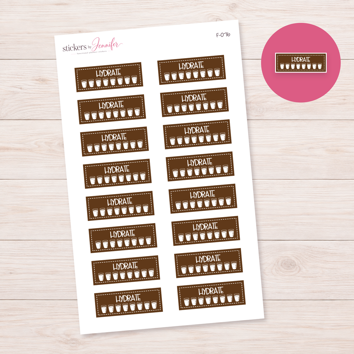 Brown Hydration Trackers Planner Stickers | F-076