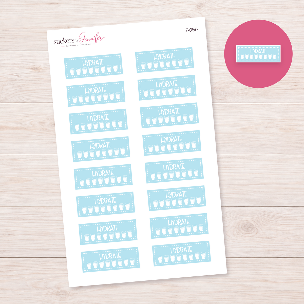 Blue Hydrate Tracker Planner Stickers | F-085