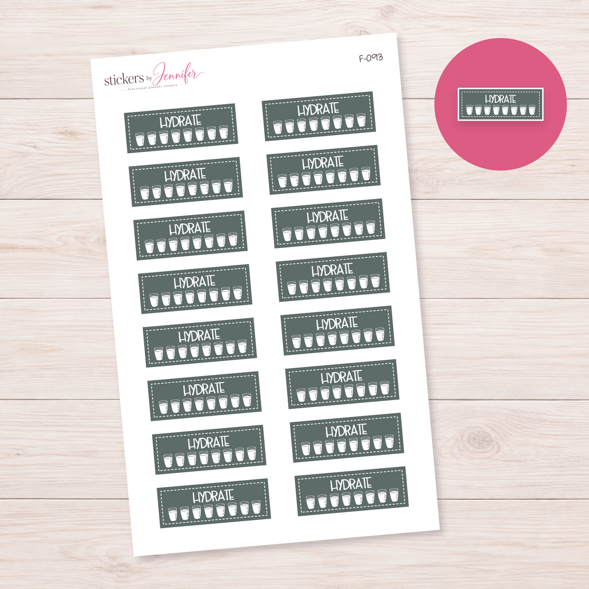 Charcoal Hydration Trackers Planner Stickers | F-093