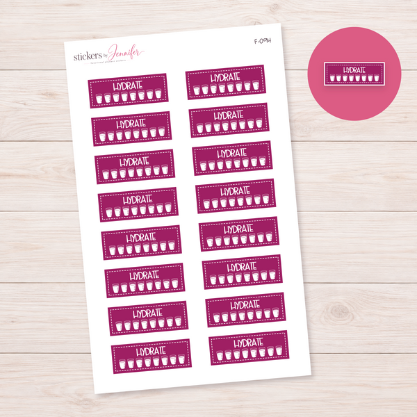 Berry Water Glass Tracker Planner Stickers | F-094