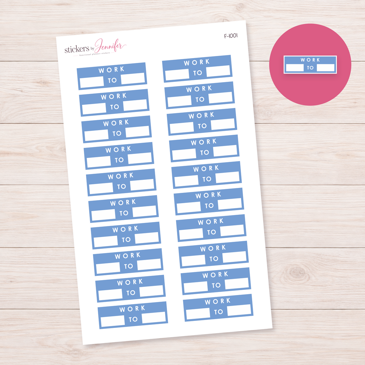 Dusty Blue Work Hours Label Planner Stickers | F-1001