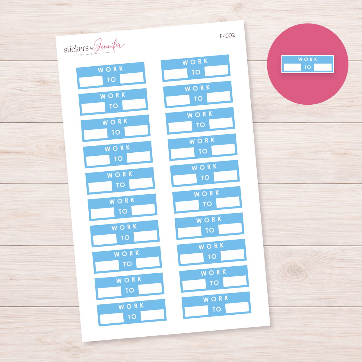 Sky Blue Work Hours Label Planner Stickers | F-1002