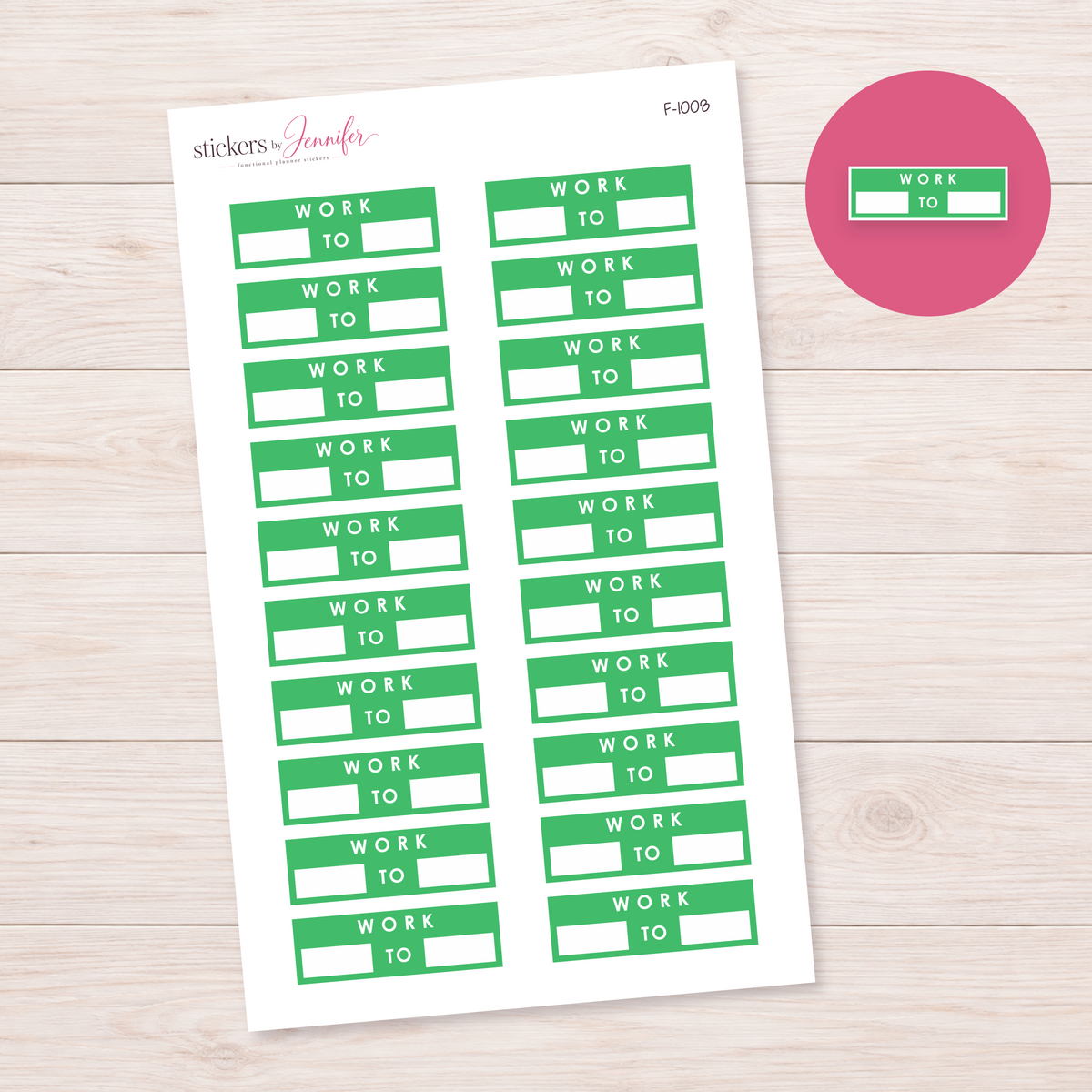 Green Work Hours Label Planner Stickers | F-1008