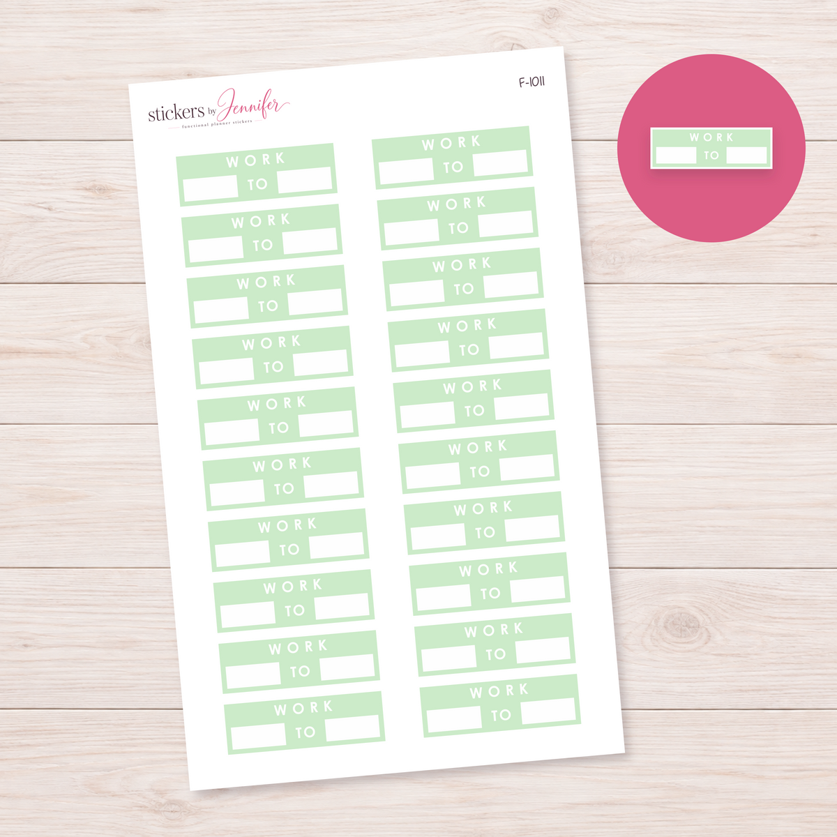 Pale Green Work Hours Label Planner Stickers | F-1011