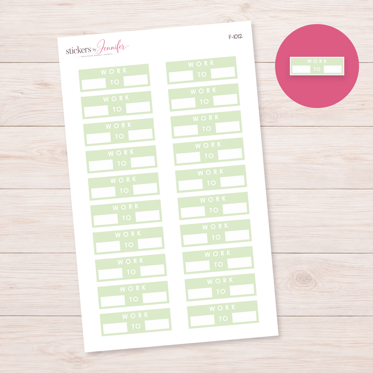 Pale Green Work Hours Label Planner Stickers | F-1012