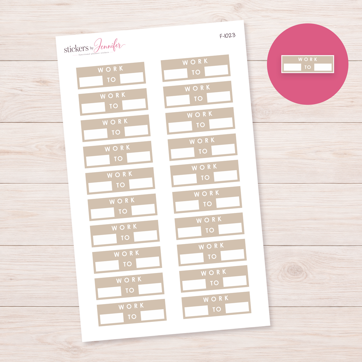 Taupe Work Hours Label Planner Stickers | F-1023