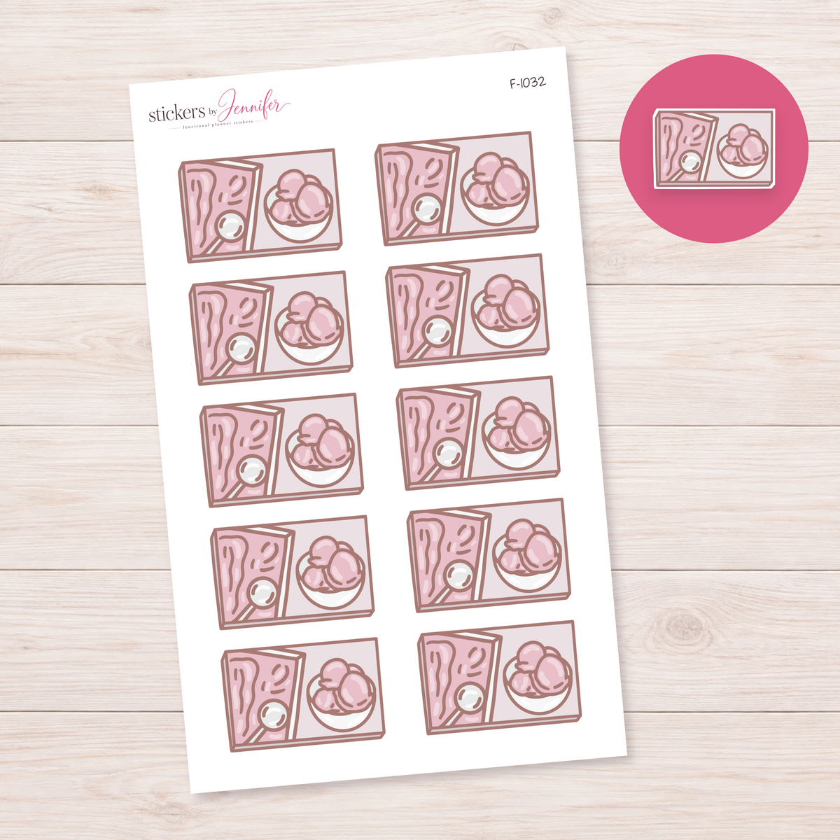 Ice Cream Flatlay Box Planner Stickers | F-1032