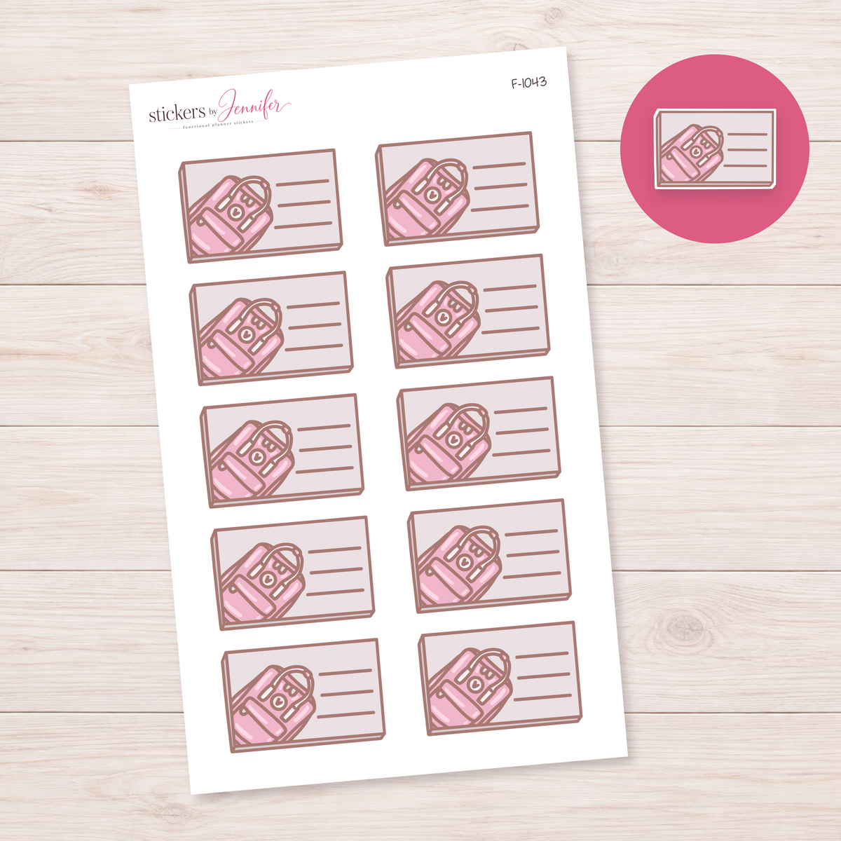 Camera Lined Box Planner Stickers | F-1043