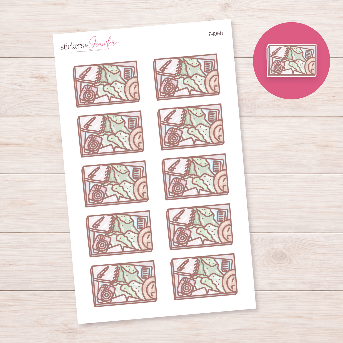 Travel Journal Flatlay Box Planner Stickers | F-1046