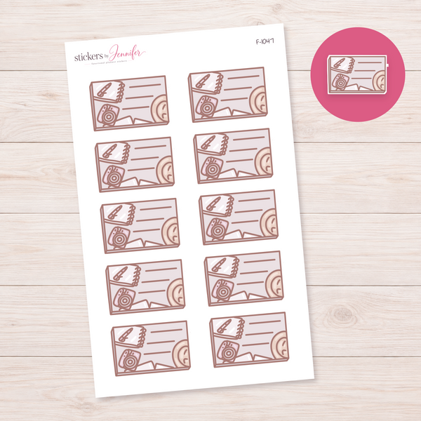 Travel Journal Lined Box Planner Stickers | F-1047