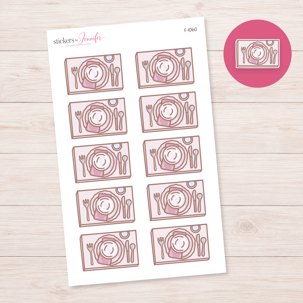 Dinner Place Setting Box Planner Stickers | F-1060