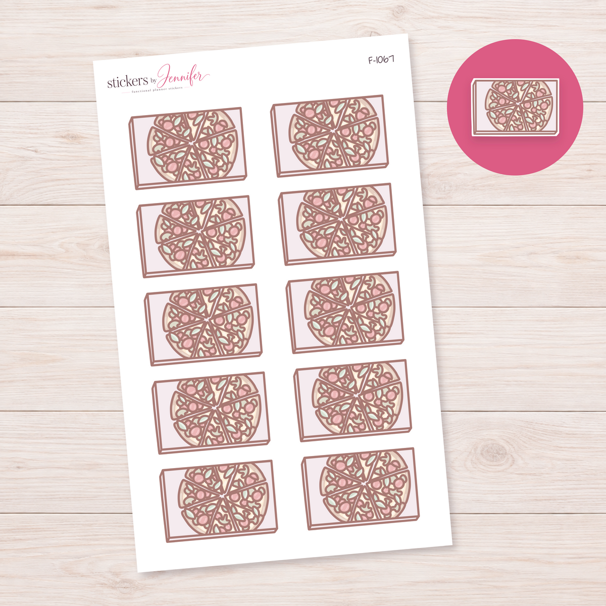 Pizza Night Flatlay Box Planner Stickers | F-1067