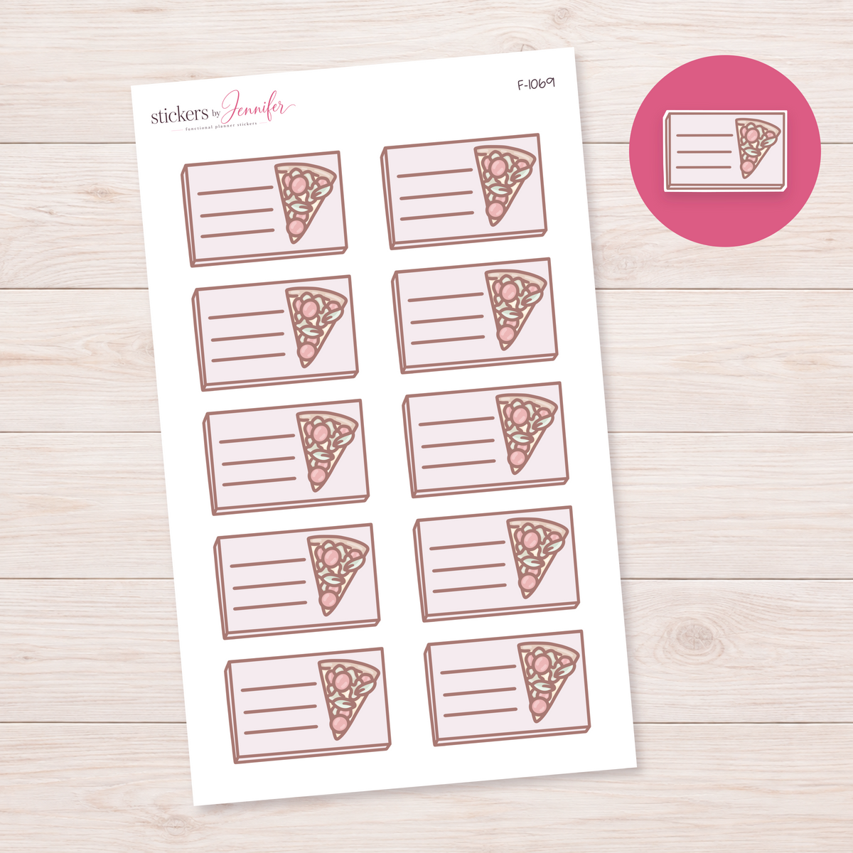 Pizza Slice Lined Box Planner Stickers | F-1069