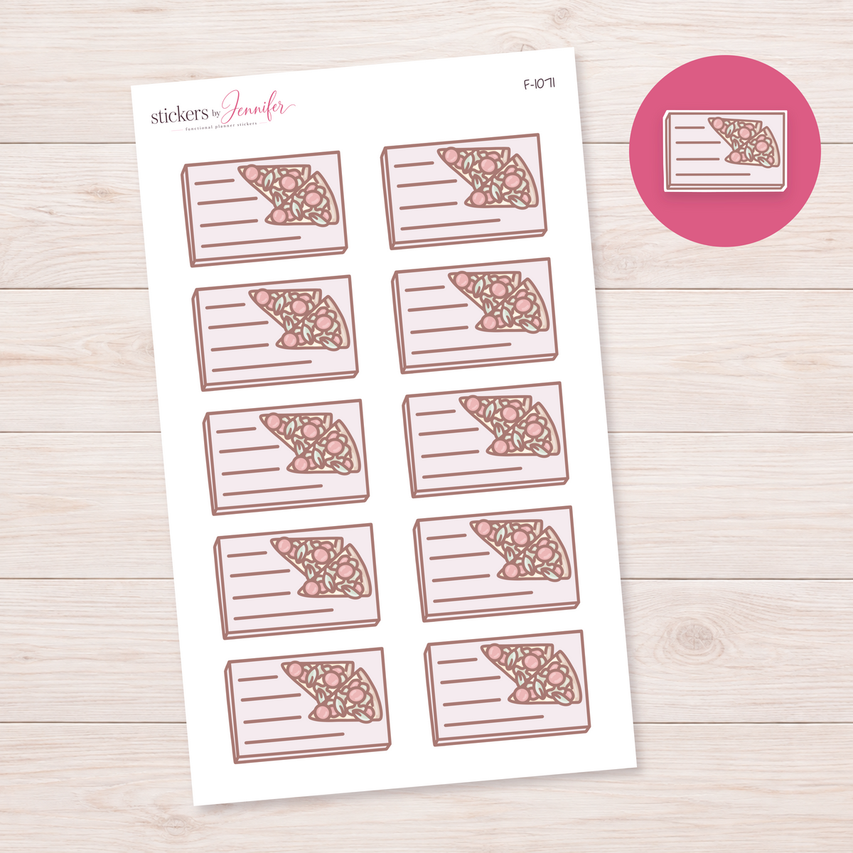 Two Pizza Slices Lined Box Planner Stickers | F-1071