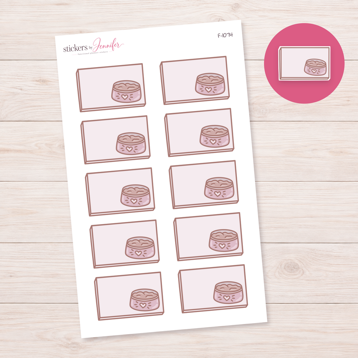 Cat Bowl Note Box Planner Stickers | F-1074
