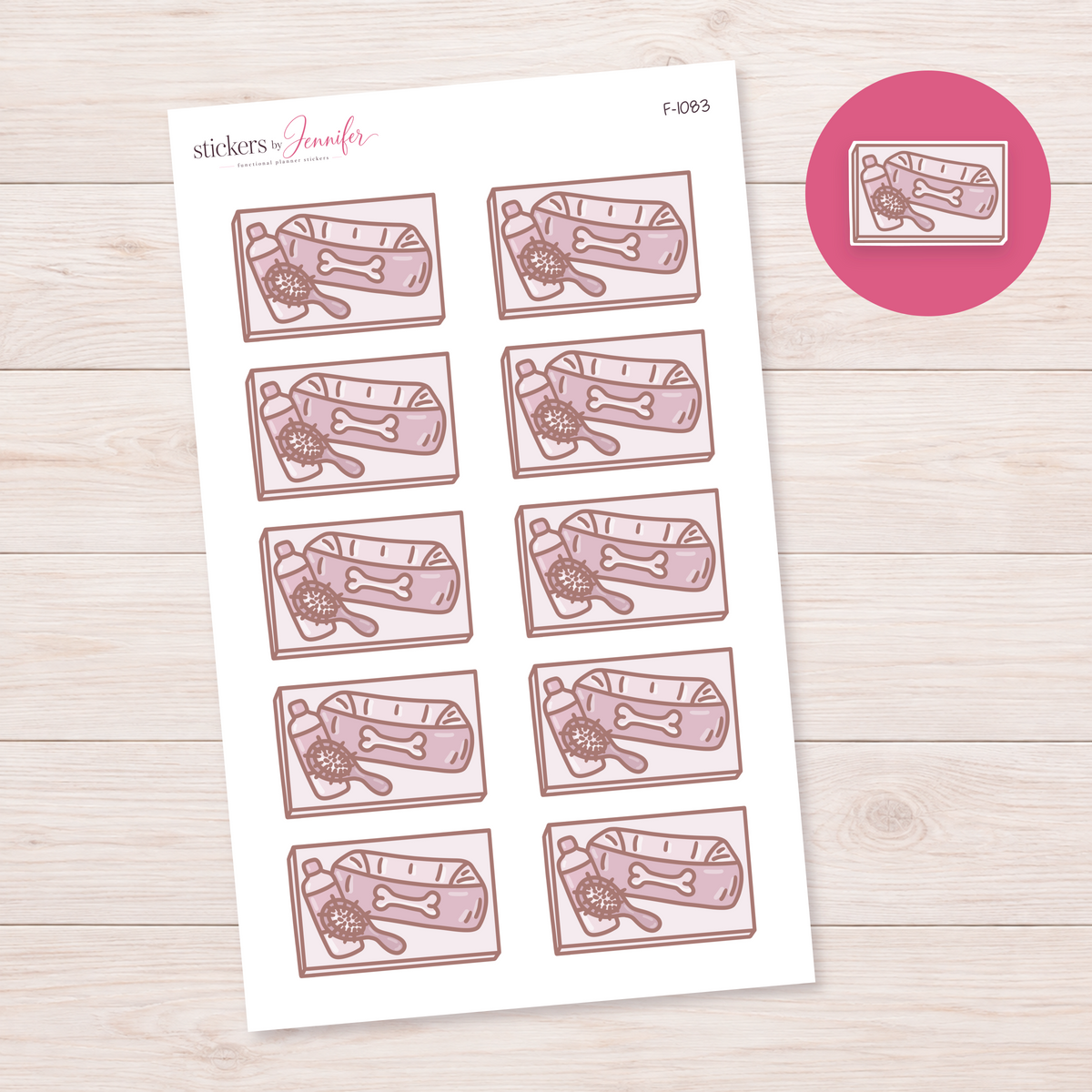 Pet Grooming Flatlay Box Planner Stickers | F-1083