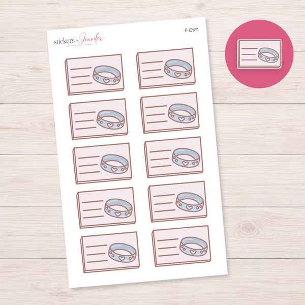 Pet Collar Lined Box Planner Stickers | F-1089