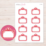 Red Star Movie Marquee Planner Stickers | F-1119 — 5 × 7 inch sheet and enlarged sticker detail