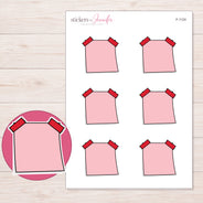 Pink Double-Tape Note Planner Stickers | F-1124 — 5 × 7 inch sheet and enlarged sticker detail