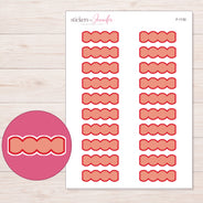 Peach Wavy Quarter Box Planner Stickers | F-1130 — 5 × 7 inch sheet and enlarged sticker detail