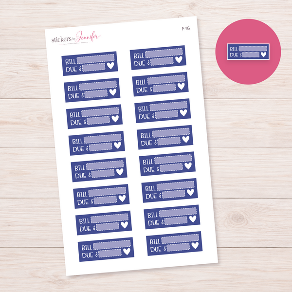 Blue Bill Due Label Planner Stickers | F-115