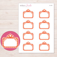 Orange Star Movie Marquee Planner Stickers | F-1172 — 5 × 7 inch sheet and enlarged sticker detail