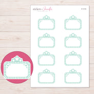 Mint Star Movie Marquee Planner Stickers | F-1173 — 5 × 7 inch sheet and enlarged sticker detail