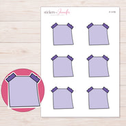 Lavender Double-Tape Note Planner Stickers | F-1178 — 5 × 7 inch sheet and enlarged sticker detail