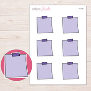 Lavender Purple-Tape Note Planner Stickers | F-1180 — 5 × 7 inch sheet and enlarged sticker detail