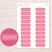 Pink Dotted Quarter Box Planner Stickers | F-1235 — 5 × 7 inch sheet and enlarged sticker detail