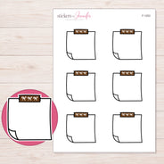 Brown Bow-Tape Note Planner Stickers | F-1253 — 5 × 7 inch sheet and enlarged sticker detail