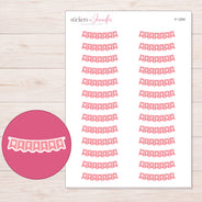 Pink Weekend Pennant Banner Planner Stickers | F-1254 — 5 × 7 inch sheet and enlarged sticker detail